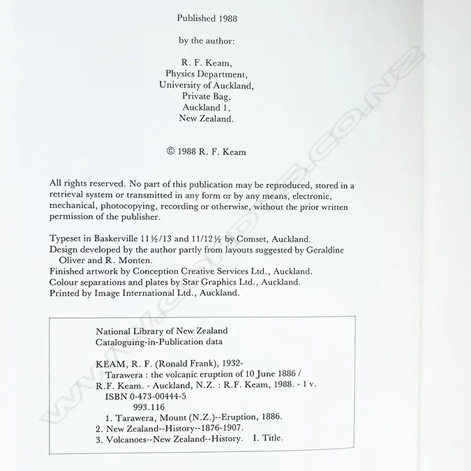 R F KEAM: TARAWERA Image 1++